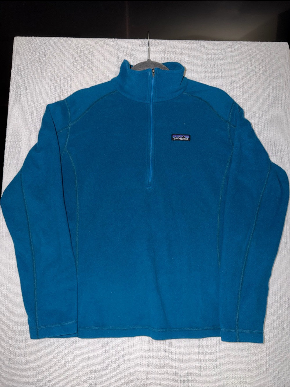 Patagonia blue fleece quarter zip sweater outdoor hiking large